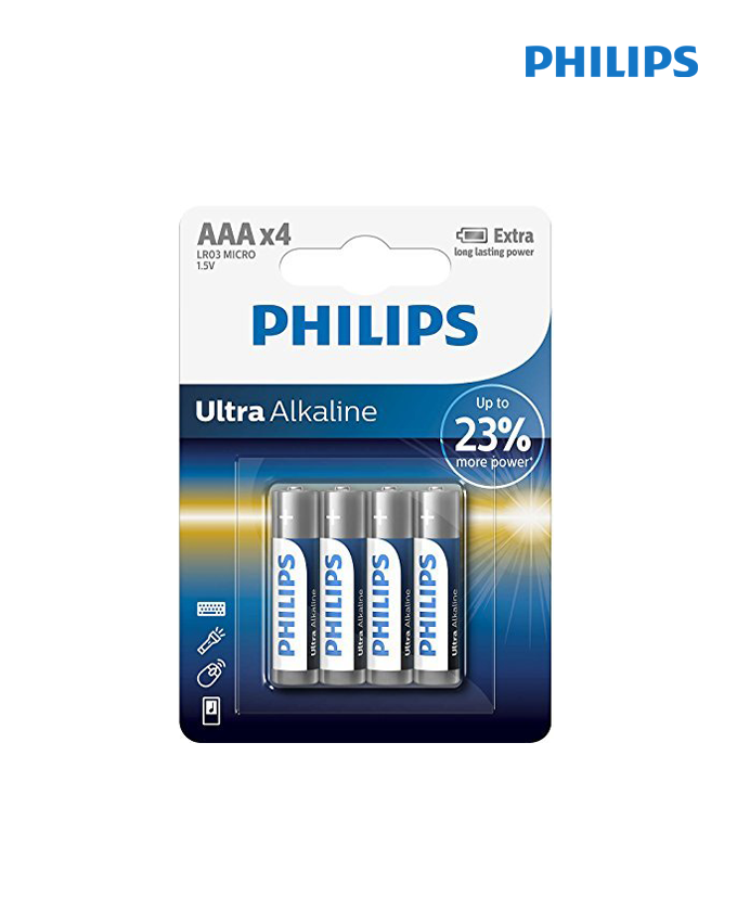 Philips Ultra Alkaline Battery AAAx4 - LR03E4B/10